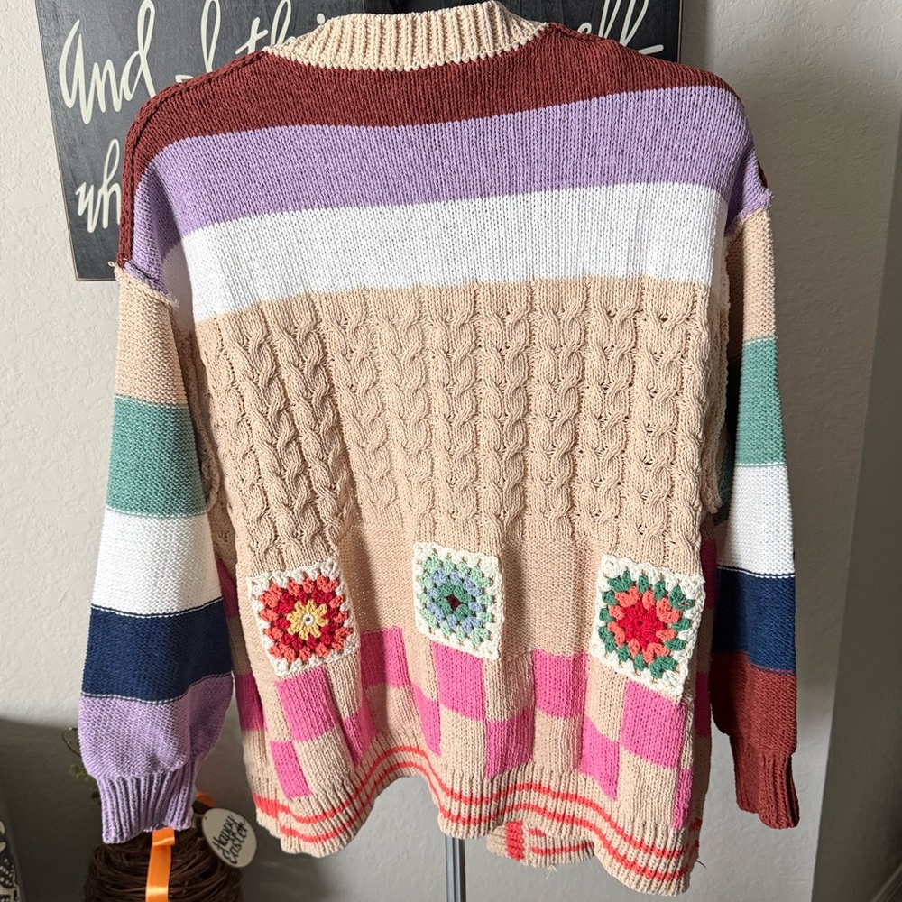 POL Multicolor Patchwork Cardigan NWT - image 2